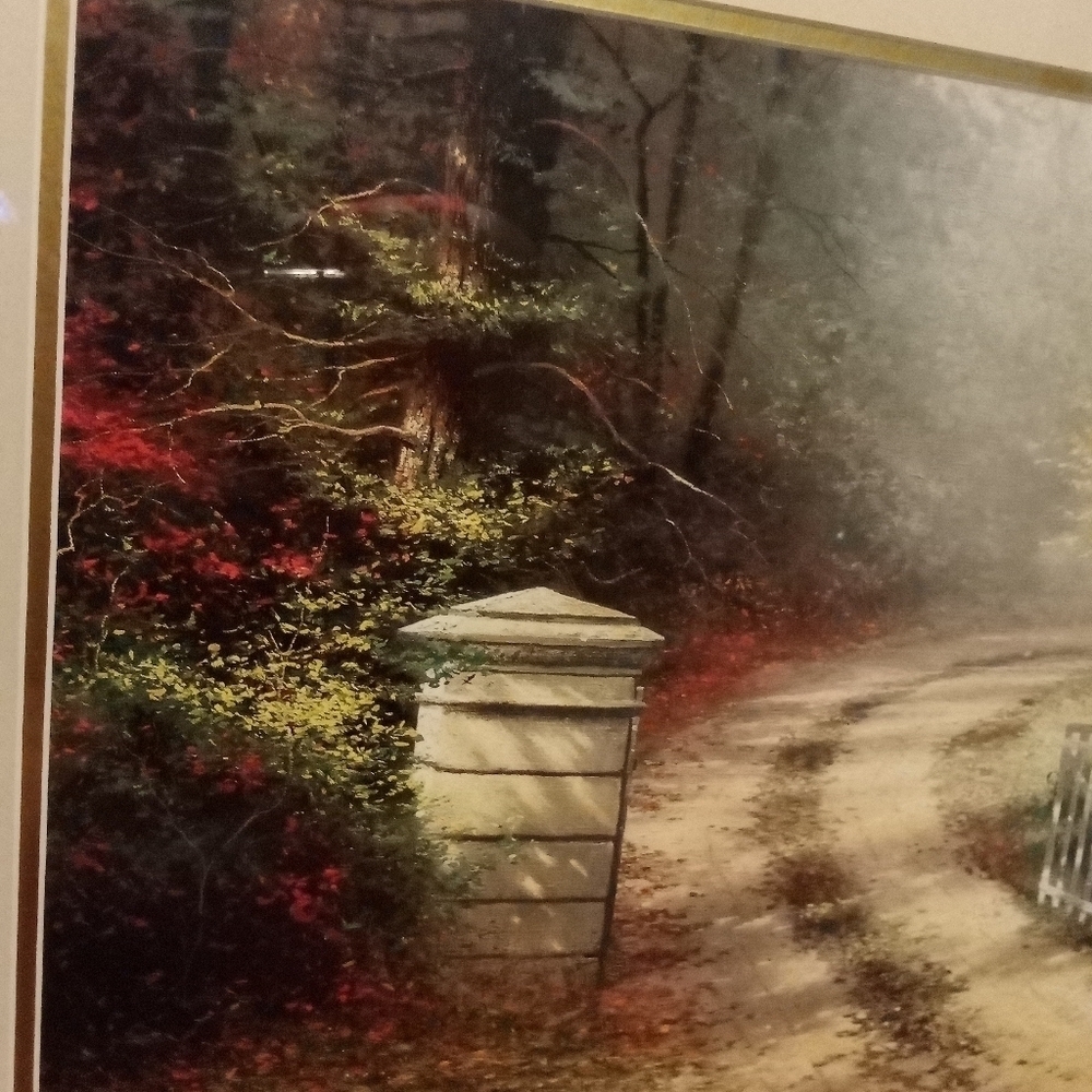 Thomas Kinkade Autumn Gate Library Edition Framed Art Print Vintage Wall Decor - Picture 5 of 12